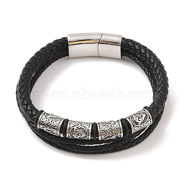 Black Column Imitation Leather Bracelets