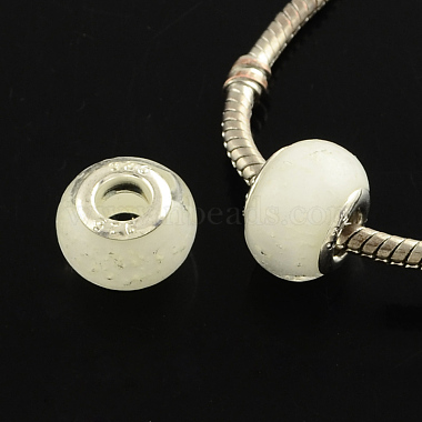 13mm White Rondelle Lampwork + Brass Core Beads