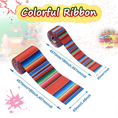 2 Rolls 2 Styles Stripe Pattern Printed Polyester Grosgrain Ribbon(OCOR-TA0001-37B)-3