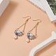 pendientes colgantes de perlas naturales y lágrima de cristal con flor(EJEW-TA00222-01)-3