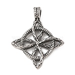 304 Stainless Steel Pendants, Witches Knot Wiccan Symbol Charms, Antique Silver, 44.5x36.5x7mm, Hole: 4x5mm(STAS-E526-02AS)