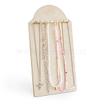 Desktop MDF Covered with Velveteen Cloth Necklace Organizer Display Stands with Iron Hooks, Rectangle, Golden, BurlyWood, 26.3x13.7x2.2cm(ODIS-WH0078-98)