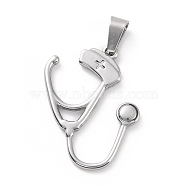 304 Stainless Steel Pendants, Echometer, Stainless Steel Color, 27x24.5x2mm, Hole: 3x7.5mm(STAS-G261-01P)