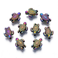 Rack Plating Rainbow Color Alloy Beads, Cadmium Free & Nickel Free & Lead Free, Tortoise, 9x7x4mm, Hole: 1.2~1.4mm(PALLOY-S180-343)