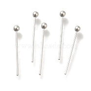 Brass Ball Head Pins, Lead Free & Cadmium Free, 925 Sterling Silver Plated, 15x0.6mm, Head: 2mm(KK-H502-03K-S)