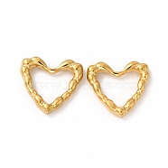 Ion Plating(IP) 304 Stainless Steel Linking Rings, Bumpy, Heart, Real 18K Gold Plated, 14x15x3mm, Inner Diameter: 8x10.5mm(STAS-F290-11G)