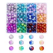 360Pcs 12 Colors Spray Painted Crackle Glass Beads Strands, Round, Two Tone, Mixed Color, 8mm, Hole: 1.3~1.6mm, about 30pcs/color(CCG-YW0001-13)