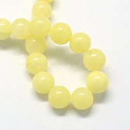 Natural Dyed Yellow Jade Gemstone Bead Strands, Round, Champagne Yellow, 6mm, Hole: 1mm, about 66pcs/strand, 15.7 inch(G-R271-6mm-Y06)