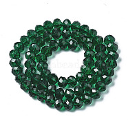 Glass Beads Strands, Faceted, Rondelle, Dark Green, 8x6mm, Hole: 1mm, about 65~68pcs/strand, 15.7~16.1 inch(40~41cm)(X-EGLA-A034-T8mm-D24)