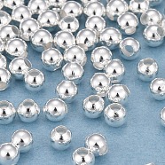 Brass Spacer Beads, Long-Lasting Plated, Round, 925 Sterling Silver Plated, 2.3x2mm, Hole: 1mm(KK-O133-010A-S)