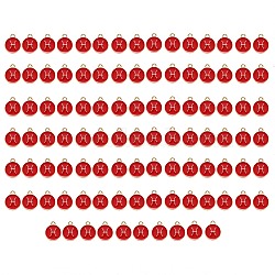Alloy Enamel Pendants, Flat Round with Constellation, Light Gold, Red, Pisces, 15x12x2mm, Hole: 1.5mm, 100pcs/Box(ENAM-SZ0001-28B-H)