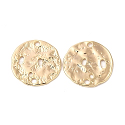 Brass Pendants, Textured Flat Round Charm, Real 18K Gold Plated, 21x21x1mm, Hole: 2mm(KK-K333-23G)