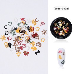 Christmas Theme Paper Nail Decals Art Patch, Nail Art Sequins Decals Decoration Supplies, Mixed Shapes, Mixed Color, 3~8x2~6x0.1mm, about 50pcs/box(MRMJ-S035-040B)