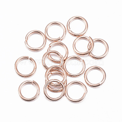 304 Stainless Steel Open Jump Rings, Rose Gold, 18 Gauge, 7x1mm, Inner Diameter: 5mm(X-STAS-H558-01RG)