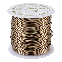 Round Copper Beading Wire for Jewelry Making, Long-Lasting Plated, Dark Khaki, 22 Gauge, 0.6mm, about 59.05 Feet(18m)/roll(YS-TAC0004-0.6mm-18)