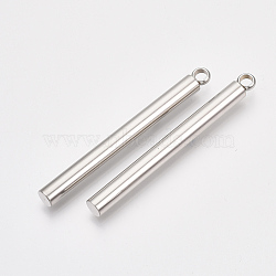 Tarnish Resistant 201 Stainless Steel Big Pendants, Bar, Stainless Steel Color, 55x5mm, Hole: 3mm(STAS-S079-102P)