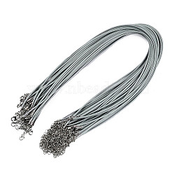 Waxed Cord Necklace Making, with Zinc Alloy Lobster Clasps, Platinum, Light Grey, 17.8 inch~18 inch(45.5~46cm), 2mm(NCOR-T003-04)