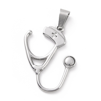 304 Stainless Steel Pendants, Echometer, Stainless Steel Color, 27x24.5x2mm, Hole: 3x7.5mm