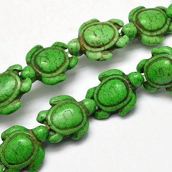 Dyed Synthetic Turquoise Beads Strands, Sea Turtle, Lime Green, 17~18x14x6~8mm, Hole: 1mm, about 23pcs/strand, 15 inch