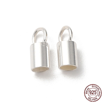 925 Sterling Silver Cord Ends, End Caps, Column, Silver, 7x3.5x3mm, Hole: 2.3mm, Inner Diameter: 2.5mm