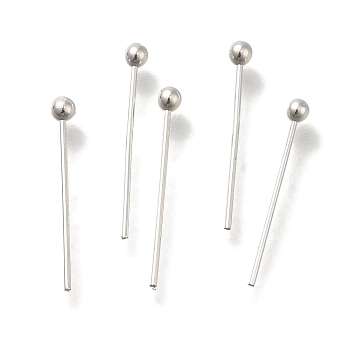 Brass Ball Head Pins, Lead Free & Cadmium Free, 925 Sterling Silver Plated, 15x0.6mm, Head: 2mm