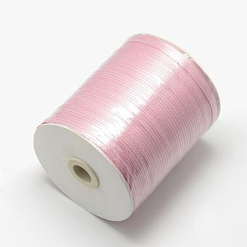 Double Face Satin Ribbon, Polyester Ribbon, Pink, 1/8 inch(3mm) wide, about 880yards/roll(804.672m/roll)