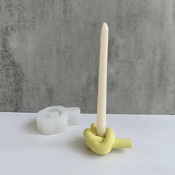 DIY Knot Shape Candlestick Silicone Molds, Candle Holder Molds, for Resin, Gesso, Cement Craft Making , White, 110x87x37mm