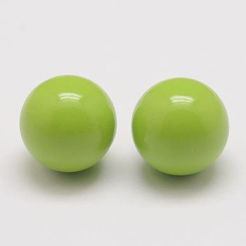 Brass Chime Ball Beads Fit Cage Pendants, No Hole, Lawn Green, 16mm