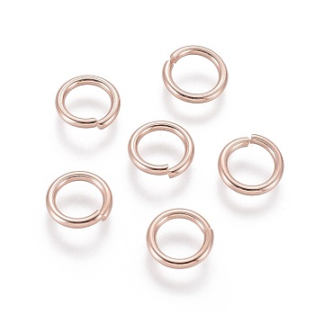 304 Stainless Steel Open Jump Rings, Rose Gold, 8x1.2mm, Inner Diameter: 6mm