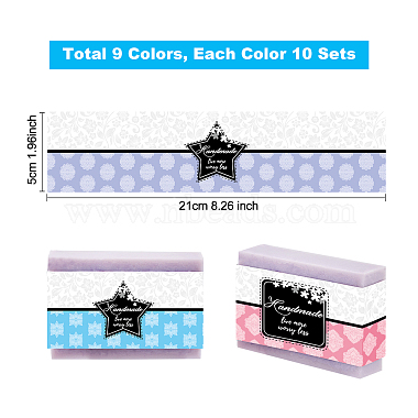 PandaHall Elite 90Pcs 9 Colors Floral Pattern Handmade Soap Paper Tag(DIY-PH0005-82)-2