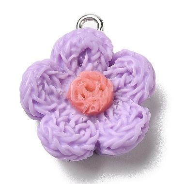 Platinum Lilac Flower Resin Pendants