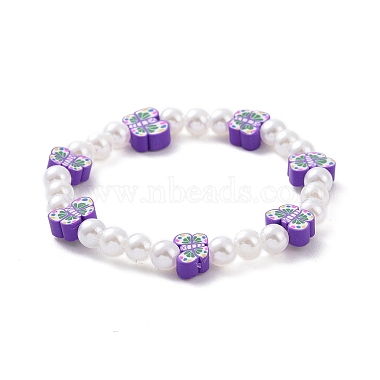 Cute Polymer Clay & ABS Plastic Pearl Beaded Necklace & Stretch Bracelet(SJEW-JS01267)-4