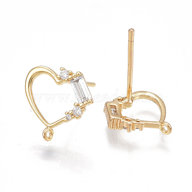 Brass Cubic Zirconia Stud Earring Findings(KK-S350-001G)-2