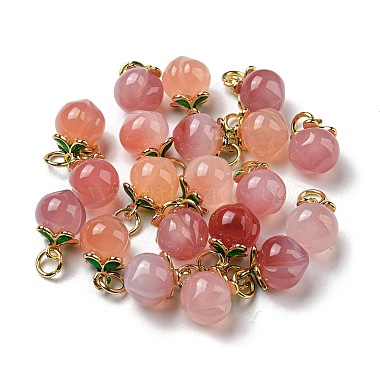 Real 18K Gold Plated Peach Natural Agate Charms