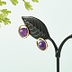 Natural Amethyst Round Beads Stud Earrings for Girl Women(X-EJEW-JE04666-02)-3