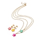 Synthetic Shell Star Pendant Double Layer Necklaces and Dangle Stud Earrings(SJEW-F217-01A-G)-1