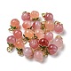 Natural Agate Peach Charms with Brass Jump Rings(G-R489-39G)-1