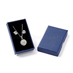 Paper with Sponge Mat Necklace Boxes, Rectangle, Dark Blue, 8x5x1.7cm, Inner Diameter: 7.2x4.3x1cm(X-OBOX-G018-02E)