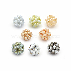 Electroplate Rondelle Imitation Jade Glass Crystal Round Woven Beads, Cluster Beads, Mixed Color, 14mm, Beads: 4mm(GLAA-A034-4mm-E)