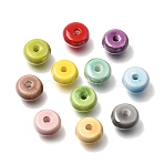 Handmade Porcelain Beads, Flat Round, Bright Glazed Porcelain, Mixed Color, 9x5mm, Hole: 1.8mm(PORC-K013-01)