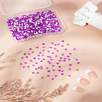 1000Pcs Glass Rhinestone Cabochons, Faceted, Flat Round, Flat Back, Purple, 2.5x1mm(DIY-LP0002-52C)