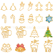Olycraft Christmas Zinc Alloy Open Back Bezel Pendants, For DIY UV Resin, Epoxy Resin, Pressed Flower Jewelry, Long-Lasting Plated, Mixed Shapes, Golden, Pendants: 20pcs/box(PALLOY-OC0001-81G)