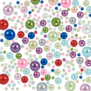 Imitation Pearl Acrylic Beads, No Hole, Round, Mixed Color, 1.5~2mm, about 80pcs/color, 4mm, about 30pcs/color, 6mm, about 15pcs/color, Plastic Bead Containers: 12 Compartments, 12.8x9.8x2.2cm(OACR-PH0001-04)