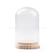 Glass Dome Cover, Decorative Display Case, Cloche Bell Jar Terrarium with Wood Base, for DIY Preserved Flower Gift, Clear, 71x115.5mm(DJEW-E009-01)
