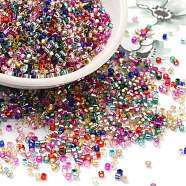 Glass Seed Beads, Silver Lined, Cylinder, Colorful, 2x1.5mm, Hole: 1.4mm, about 5599pcs/50g(X-SEED-S042-04B-18)