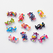 Spray Painted Resin Cabochons, Candy, Mixed Color, 9x16x5mm(CRES-Q190-04)