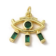 Brass Pendants, with Clear Cubic Zirconia, Eye, Real 18K Gold Plated, 16.5x17x3mm(KK-D098-03G)