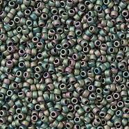 TOHO Round Seed Beads, Japanese Seed Beads, (707) Matte Color Iris Peridot, 15/0, 1.5mm, Hole: 0.7mm, about 15000pcs/50g(SEED-XTR15-0707)