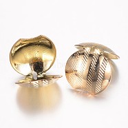 Brass Bead Tips, Calotte Ends, Clamshell Knot Cover, Golden, 16x15mm, Hole: 1x3mm(KK-D522-03G)