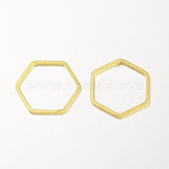 Brass Linking Rings, Hexagon, Rack Plating, Golden, 20x18x1mm(X-KK-K136-03G)